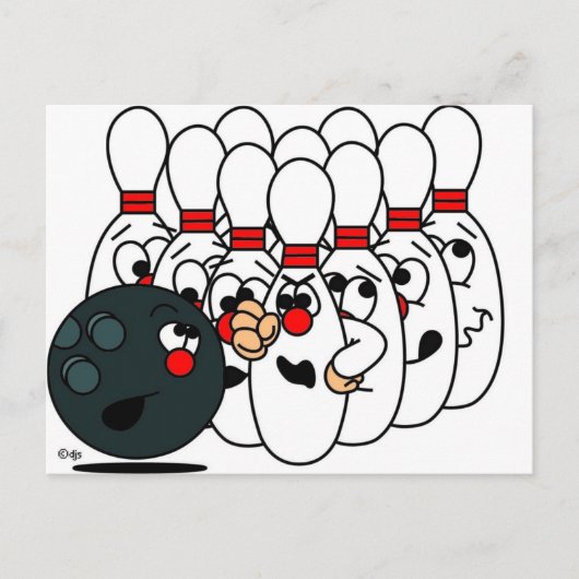 Bowlingpinnen Briefkaart (Voorkant)