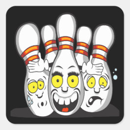 Bowlingpinnen in verrukking, Zwart Vierkante Sticker