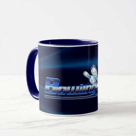 Bowlingspelden en -bal mok (Voorkant links)