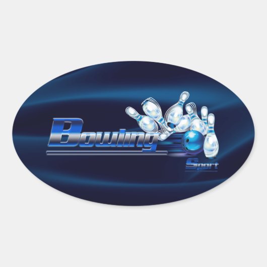 Bowlingspelden en -bal ovale sticker (Voorkant)