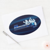 Bowlingspelden en -bal ovale sticker (Envelop)