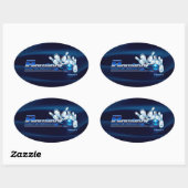 Bowlingspelden en -bal ovale sticker (Vel)