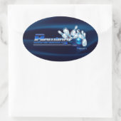 Bowlingspelden en -bal ovale sticker (Tas)