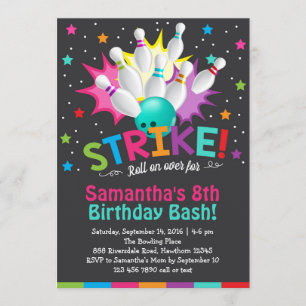 bowlinguitnodiging, bowlingverjaardag uitnodiging