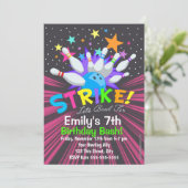 Bowlinguitnodigingen, uitnodiging verjaardagsfeest (Staand voorkant)