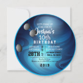 BOWLLING BALL ROUND Blue Birthday Party Invitation Kaart (Voorkant)