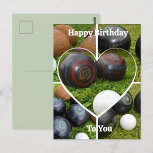 Bowls Hart Fotocollage, Verjaardagsansichtkaart Briefkaart