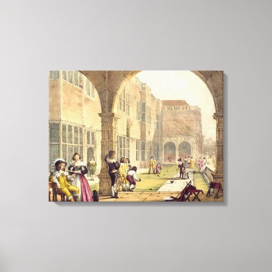 Bowls op de Terrace in Bramshill in 1600, van 'A Canvas Afdruk (Voorkant)