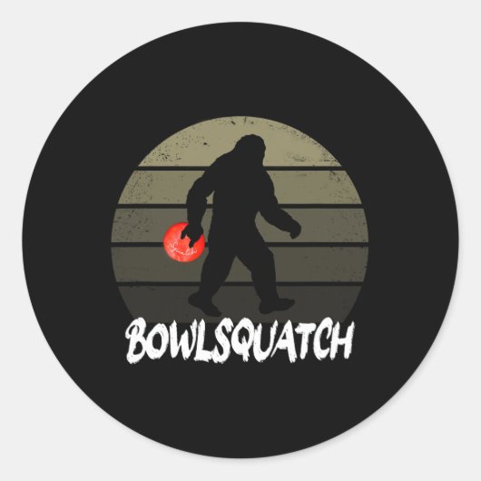 Bowlsquatch Bigfoot Bowling LL Sasquatch Bowler Sq Ronde Sticker (Voorkant)