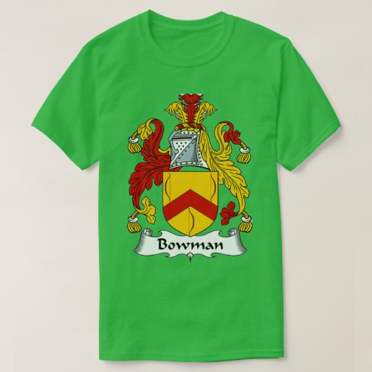 Bowman Coat of Arms Bowman Family Crest T-shirt (Design voorkant)