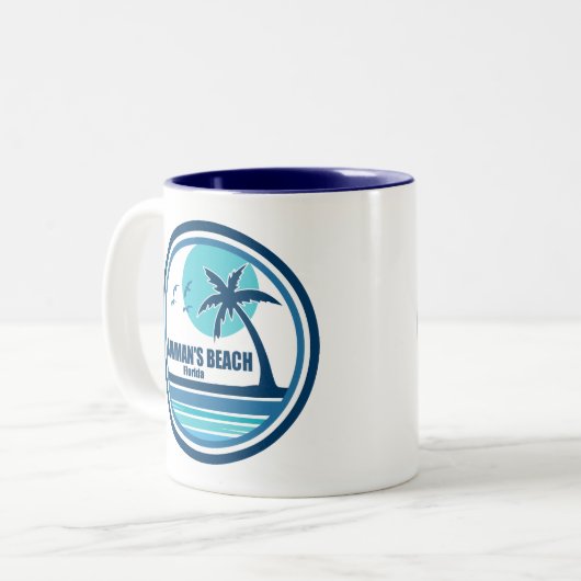 Bowman's Beach Florida Palm Tree Vogels Tweekleurige Koffiemok (Voorkant links)