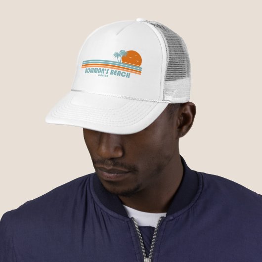 Bowman's Beach Florida Sun Palm Trees Trucker Pet (In situ)