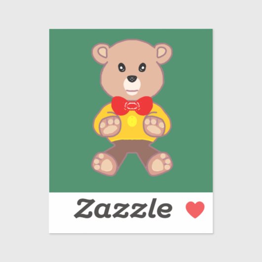 Bowrmtie teddybeer op groen sticker (Vel)