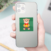 Bowrmtie teddybeer op groen sticker (Telefoon)