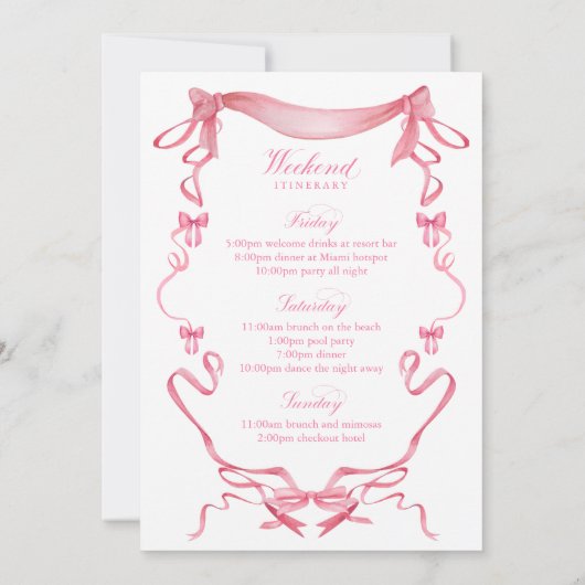 Bows and Babes Girls Club Bachelorette Uitnodiging (Achterkant)