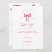 Bows and Babes Girls Club Bachelorette Uitnodiging (Voorkant / Achterkant)