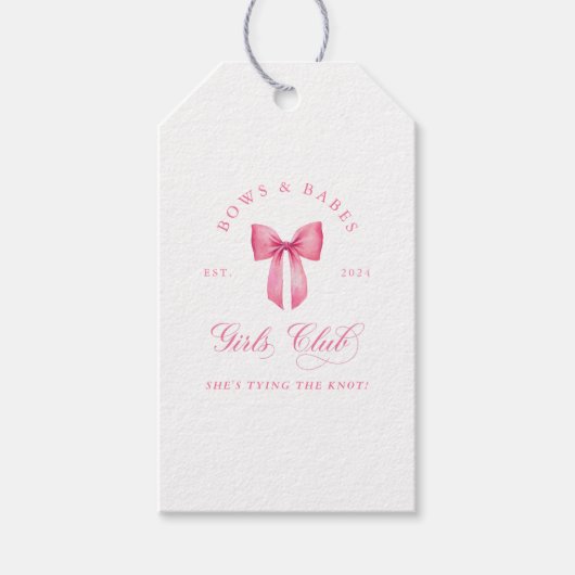 Bows and Babes Girls Club vrijgezellenfeest Cadeaulabel (Voorkant)