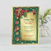 Bows and Bells Kerstuitnodiging Kaart (Staand voorkant)