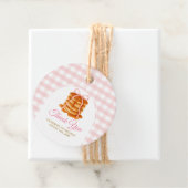 Bows and Brunch Pancake Pink 1st Birthday Gingham Bedankjes Labels (In situ)
