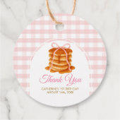 Bows and Brunch Pancake Pink 1st Birthday Gingham Bedankjes Labels (Achterkant)