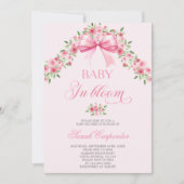 Bows and Flowers Baby shower Girl Kaart (Voorkant)