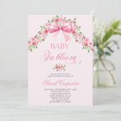 Bows and Flowers Baby shower Girl Kaart (Staand voorkant)