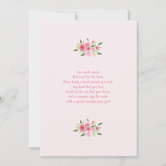 Bows and Flowers Baby shower Girl Kaart (Achterkant)