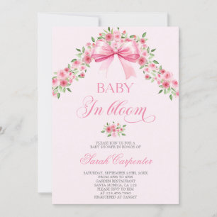 Bows and Flowers Baby shower Girl Kaart
