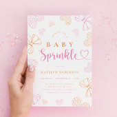 Bows and Hearts Sprinkle Baby Shower Invitation Kaart