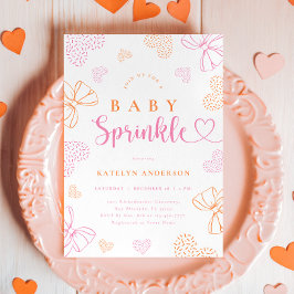 Bows and Hearts Sprinkle Baby Shower Invitation Kaart