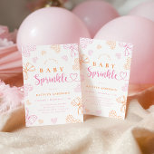 Bows and Hearts Sprinkle Baby Shower Invitation Kaart