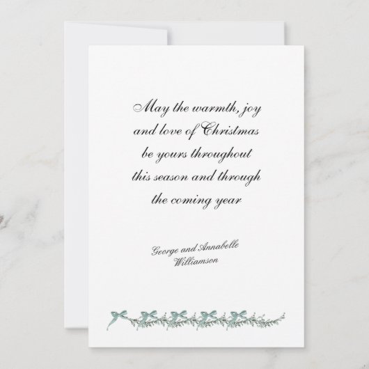 Bows and Sprigs - Photo & Christmas message Feestdagenkaart (Achterkant)