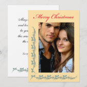 Bows and Sprigs - Photo & Christmas message Feestdagenkaart (Voorkant / Achterkant)