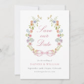 Bows and Wildflowers Save the Date Card (Voorkant)