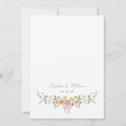 Bows and Wildflowers Save the Date Card (Achterkant)
