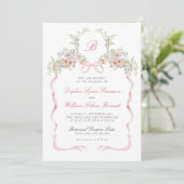 Bows and Wildflowers Wedding Invitation Kaart (Staand voorkant)