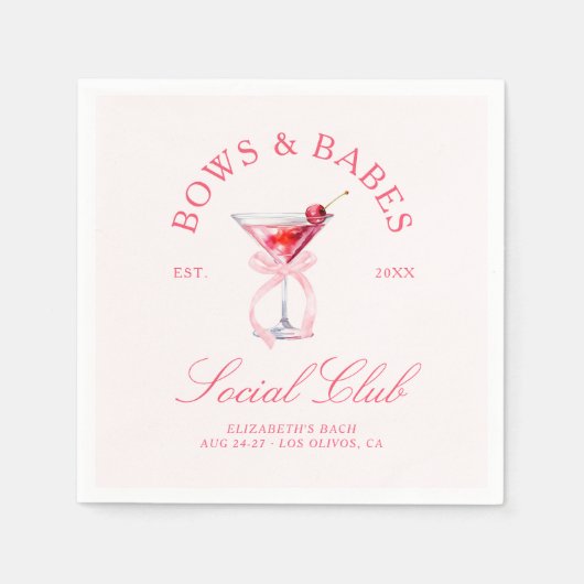 Bows & Babes Coquette Cherries Bachelorette Servet (Voorkant)