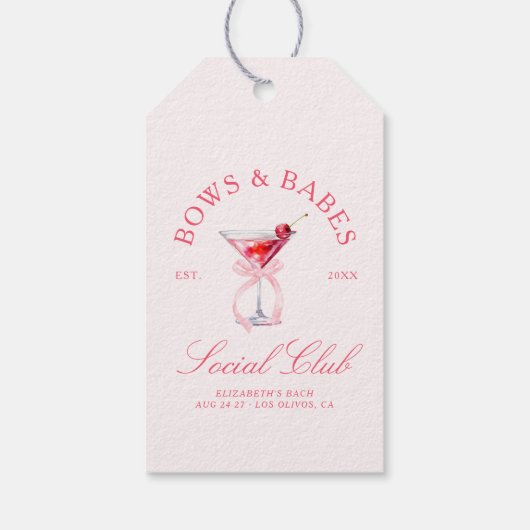 Bows & Babes Coquette Kersen Bachelorette Cadeaulabel (Achterkant)