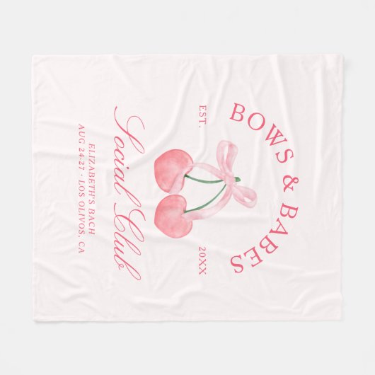 Bows & Babes Coquette Kersen Bachelorette Fleece Deken (Voorkant (Horizontaal))