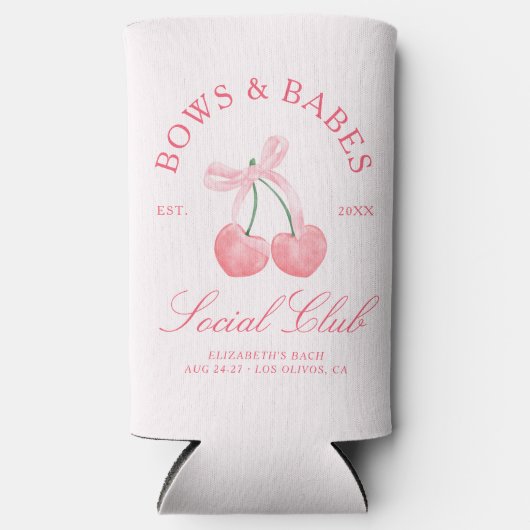 Bows & Babes Coquette Kersen Bachelorette Seltzer Blikjeskoeler (Voorkant)