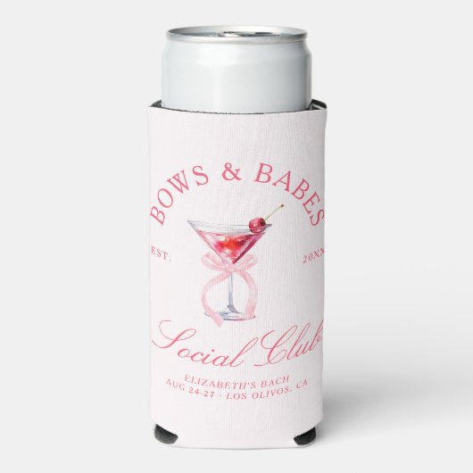 Bows & Babes Coquette Kersen Bachelorette Seltzer Blikjeskoeler (Seltzer Voorkant)