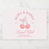 Bows & Babes Coquette Kersen Bachelorette Sparkling Wijnetiket (Enkel label)