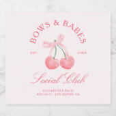 Bows & Babes Coquette Kersen Bachelorette Sparkling Wijnetiket (Enkel label)