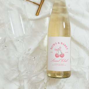 Bows & Babes Coquette Kersen Bachelorette Wijn Etiket