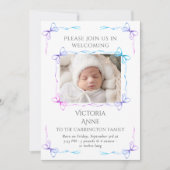 Bows Baby Rainbow Foto Geboorteaankondiging Kaart (Voorkant)