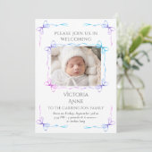 Bows Baby Rainbow Foto Geboorteaankondiging Kaart (Staand voorkant)