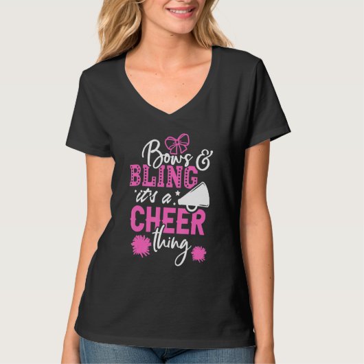 Bows & Bling It's A Cheer Thing Cheerleading Cheer T-shirt (Voorkant)