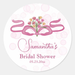 Bows & Bouquets Bloem Bar Bruidsfeest Ronde Sticker
