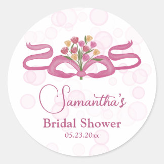 Bows & Bouquets Bloem Bar Bruidsfeest Ronde Sticker