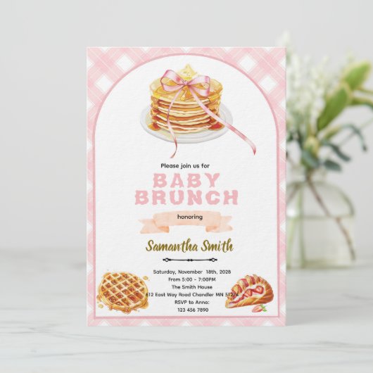 Bows Brunch Party Invitation Kaart (Staand voorkant)